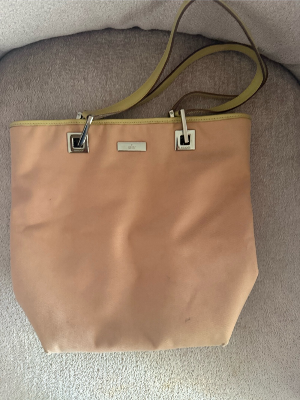 Rare Vintage Gucci Tom Ford Era Pink Nylon/Canvas Minimalist Tote Bag